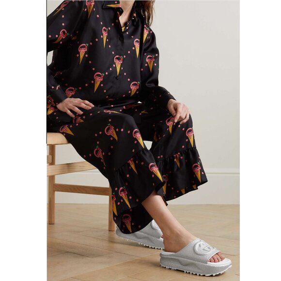 GUCCI SHOES MIAMI GG LOGO EMBOSSED GLITTERED RUBBER PLATFORM SLIDE sz 40 10 - Picture 3 of 15